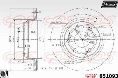 Maxtech 851093.0060 - Спирачен диск vvparts.bg