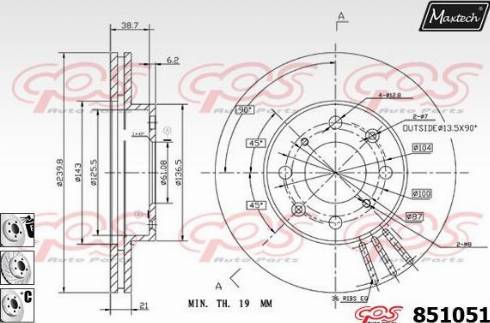 Maxtech 851051.6980 - Спирачен диск vvparts.bg