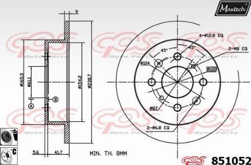 Maxtech 851052.6060 - Спирачен диск vvparts.bg