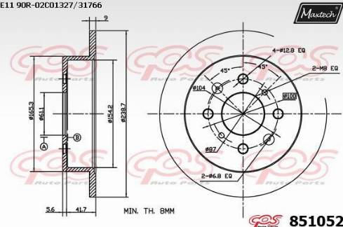 Maxtech 851052.0000 - Спирачен диск vvparts.bg