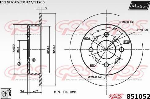 Maxtech 851052.0080 - Спирачен диск vvparts.bg