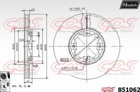 Maxtech 851062.6060 - Спирачен диск vvparts.bg