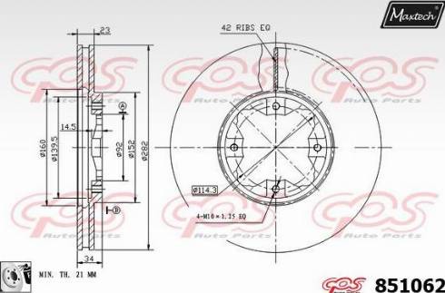 Maxtech 851062.0080 - Спирачен диск vvparts.bg