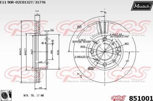 Maxtech 851001.0060 - Спирачен диск vvparts.bg