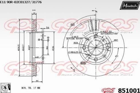 Maxtech 851001.0080 - Спирачен диск vvparts.bg