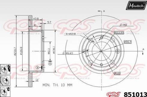 Maxtech 851013.6880 - Спирачен диск vvparts.bg