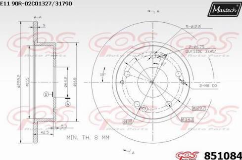 Maxtech 851084.0000 - Спирачен диск vvparts.bg