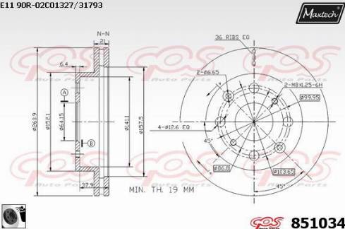 Maxtech 851034.0060 - Спирачен диск vvparts.bg