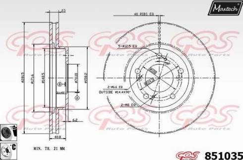 Maxtech 851035.6060 - Спирачен диск vvparts.bg