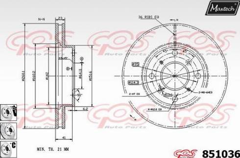 Maxtech 851036.6980 - Спирачен диск vvparts.bg