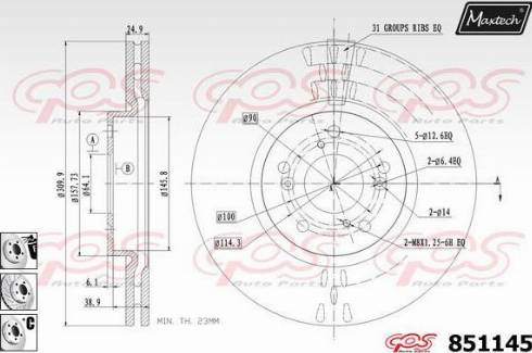 Maxtech 851145.6980 - Спирачен диск vvparts.bg