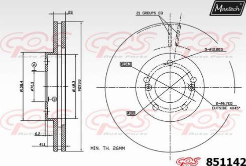 Maxtech 851142.0000 - Спирачен диск vvparts.bg