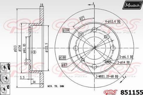 Maxtech 851155.6880 - Спирачен диск vvparts.bg