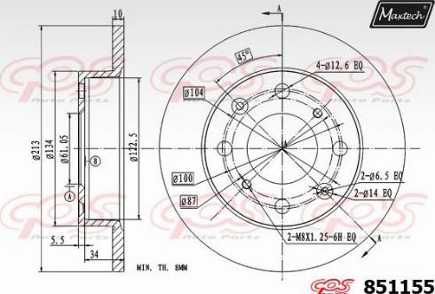 Maxtech 851155.0000 - Спирачен диск vvparts.bg