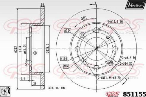 Maxtech 851155.0080 - Спирачен диск vvparts.bg