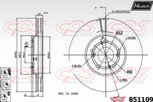 Maxtech 851109.6880 - Спирачен диск vvparts.bg