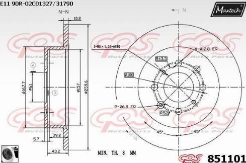 Maxtech 851101.0060 - Спирачен диск vvparts.bg