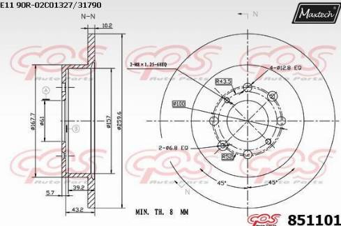 Maxtech 851101.0000 - Спирачен диск vvparts.bg