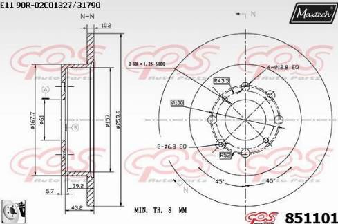 Maxtech 851101.0080 - Спирачен диск vvparts.bg