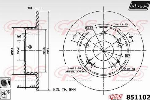 Maxtech 851102.6060 - Спирачен диск vvparts.bg