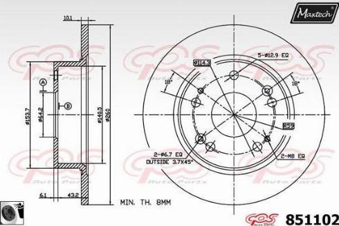 Maxtech 851102.0060 - Спирачен диск vvparts.bg