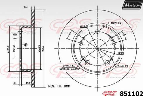 Maxtech 851102.0000 - Спирачен диск vvparts.bg