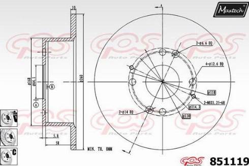 Maxtech 851119.6880 - Спирачен диск vvparts.bg