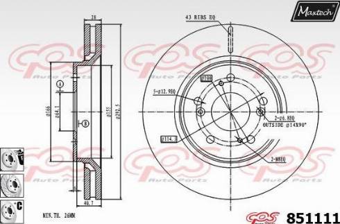 Maxtech 851111.6880 - Спирачен диск vvparts.bg