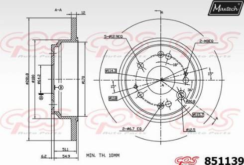 Maxtech 851139.0000 - Спирачен диск vvparts.bg