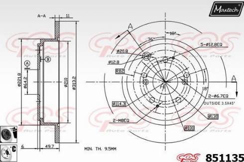 Maxtech 851135.6060 - Спирачен диск vvparts.bg