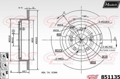 Maxtech 851135.6880 - Спирачен диск vvparts.bg