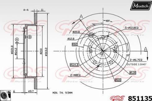 Maxtech 851135.0060 - Спирачен диск vvparts.bg