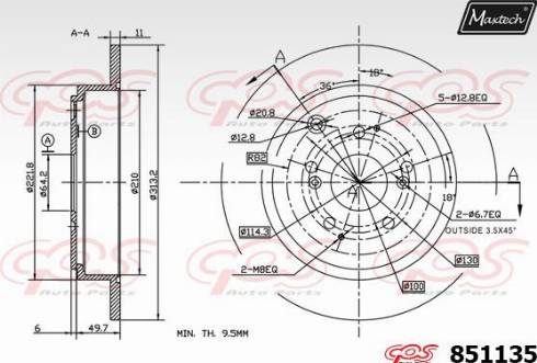 Maxtech 851135.0000 - Спирачен диск vvparts.bg