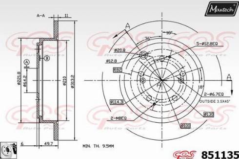 Maxtech 851135.0080 - Спирачен диск vvparts.bg