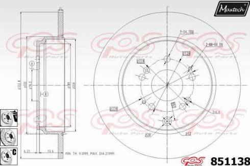 Maxtech 851138.6880 - Спирачен диск vvparts.bg