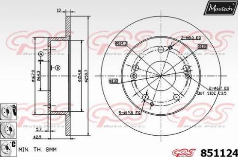 Maxtech 851124.6880 - Спирачен диск vvparts.bg