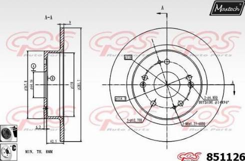 Maxtech 851126.6060 - Спирачен диск vvparts.bg