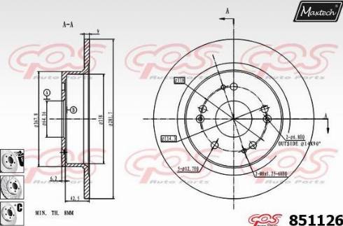 Maxtech 851126.6880 - Спирачен диск vvparts.bg