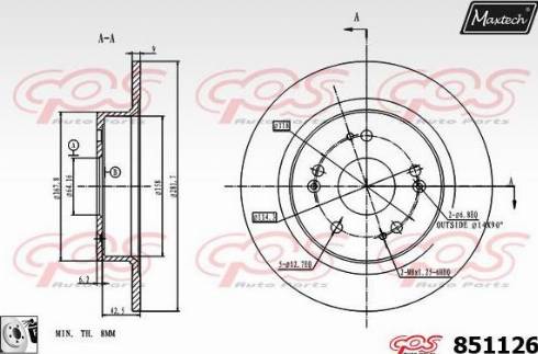 Maxtech 851126.0080 - Спирачен диск vvparts.bg