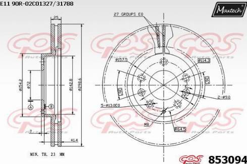 Maxtech 853094.0000 - Спирачен диск vvparts.bg