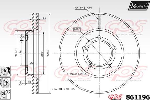 Maxtech 853080 - Спирачен диск vvparts.bg