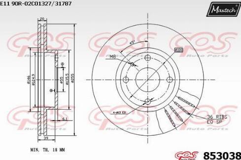 Maxtech 853038.0000 - Спирачен диск vvparts.bg