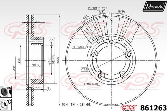 Maxtech 853038 - Спирачен диск vvparts.bg