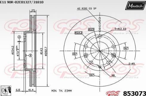 Maxtech 853073.0080 - Спирачен диск vvparts.bg