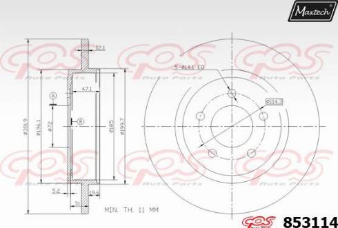 Maxtech 853114.0000 - Спирачен диск vvparts.bg