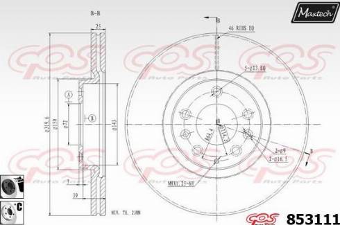 Maxtech 853111.6060 - Спирачен диск vvparts.bg