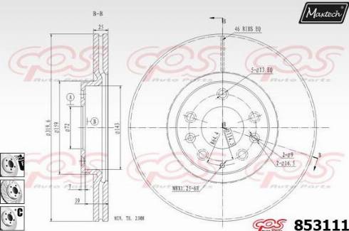 Maxtech 853111.6980 - Спирачен диск vvparts.bg