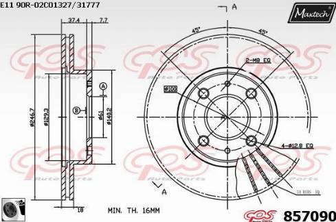 Maxtech 857090.0060 - Спирачен диск vvparts.bg