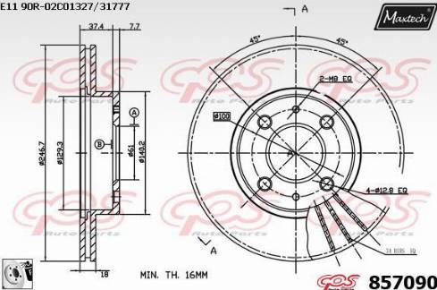 Maxtech 857090.0080 - Спирачен диск vvparts.bg