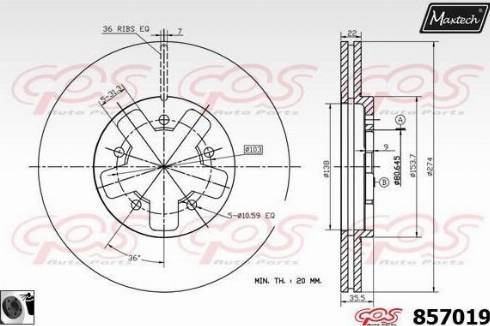 Maxtech 857019.0060 - Спирачен диск vvparts.bg